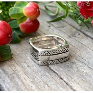 Vintage Sterling Silver Square Geometric Design Band Ring Size 6.5